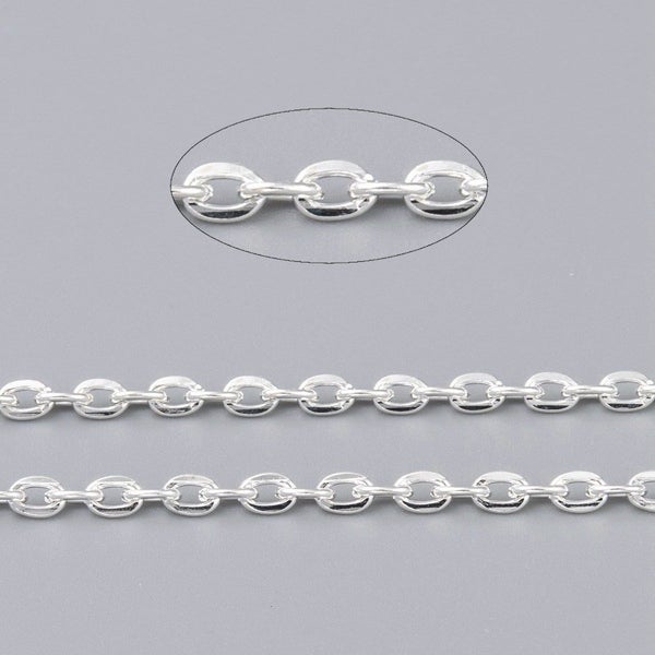 1M Silver Flat Oval Cable Chain Carousel 2