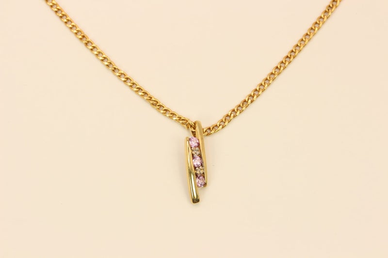 9ct Pink Amethyst & Diamond necklace Carousel 2