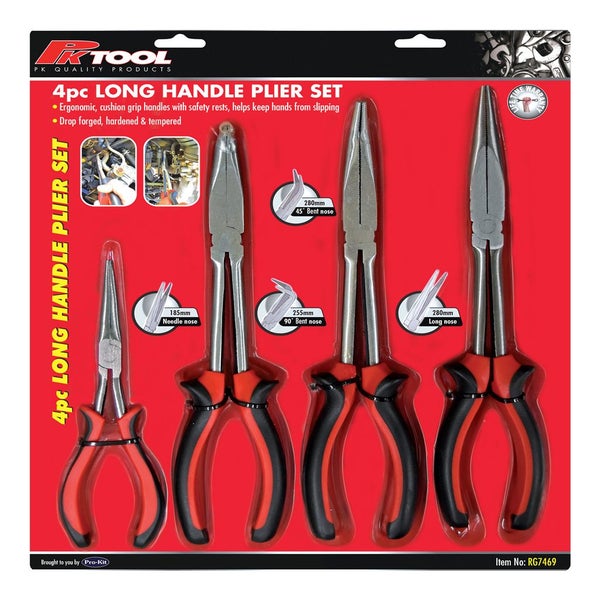 PK Tools Long Nose Pliers 4pc Set. Straight x 180mm, 280mm, 45 x 280mm, 90 x ... Carousel 1