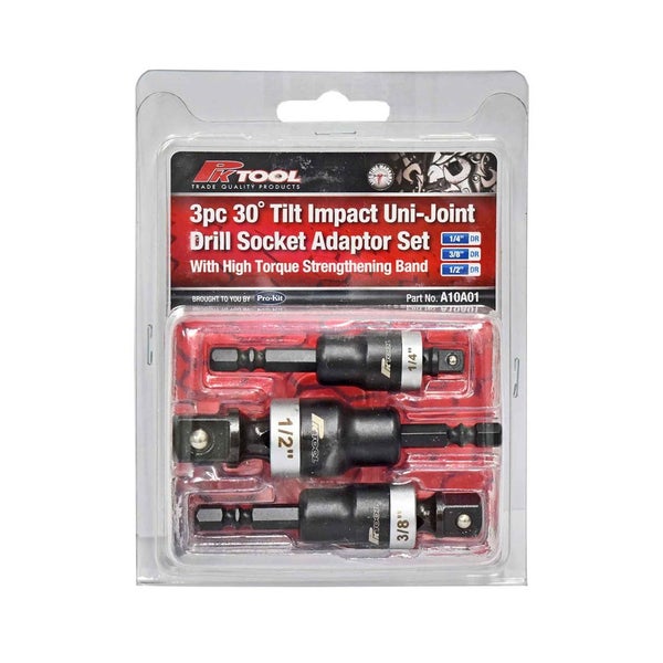 PK Tools 30 Tilt Impact Uni-Joint Drill Socket Adaptor Set 3pc Carousel 1