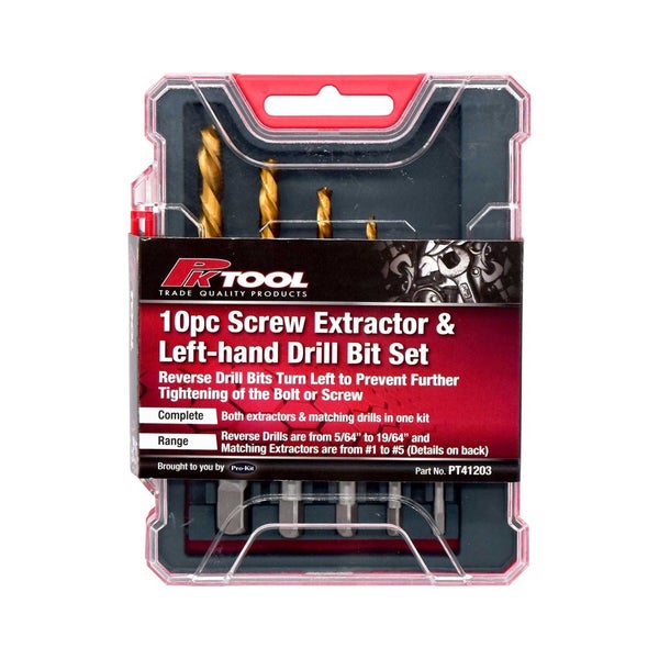 Pro-Kit Screw Extractor & Left-Hand Drill Bit Set - 10pc Carousel 2
