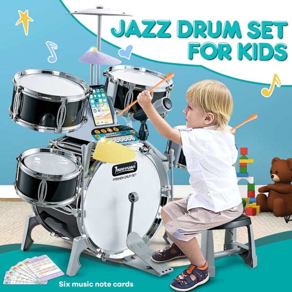Kids Jazz Drum Set Junior Musical Educational Instrument Toy Playset Carousel 1