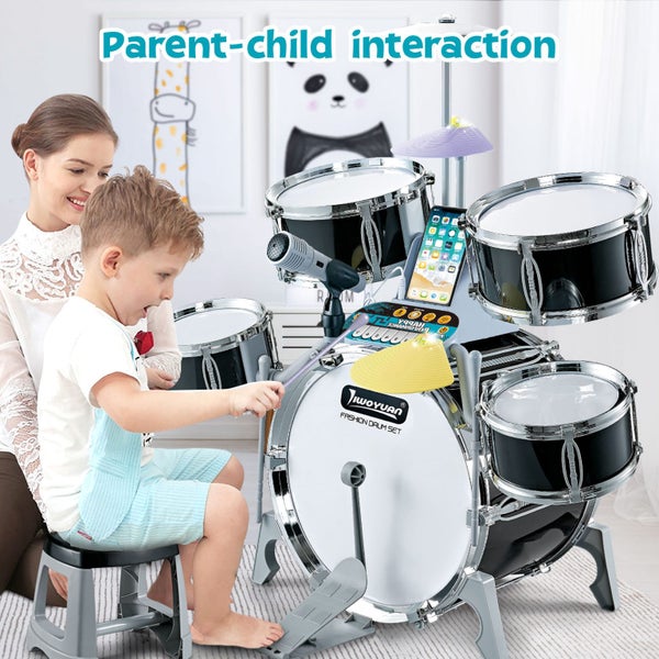 Kids Jazz Drum Set Junior Musical Educational Instrument Toy Playset Carousel 2