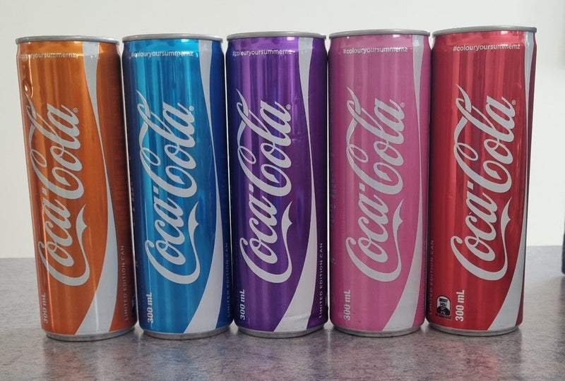 Coca Cola drink tins -5 x Coloured Carousel 1