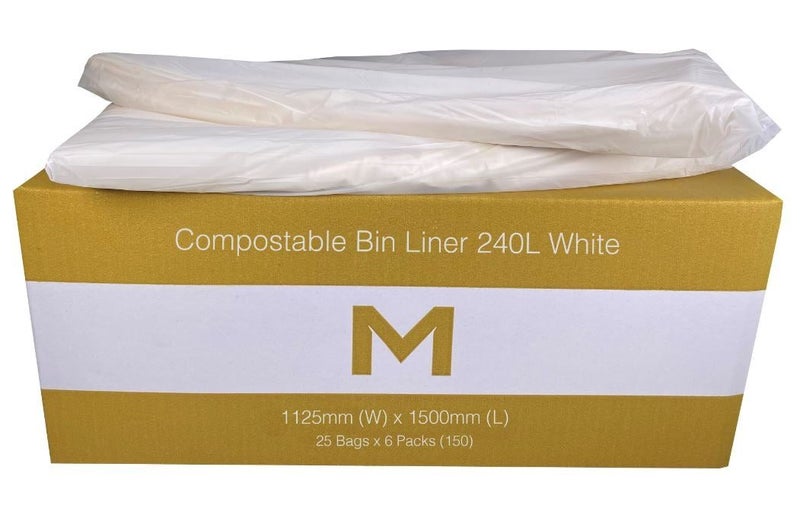 FP Compostable Bin Liner 240L - White, 1125mm x 1500mm x 30mu (150) Per Box Carousel 1