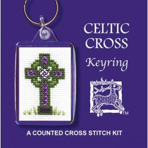 Textile Heritage Cross Stitch Kit Key Ring - Celtic Cross Carousel 1