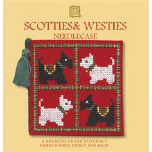 Textile Heritage Cross Stitch Kit Needle Case - Scotties & Westies Carousel 1