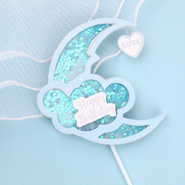 Cake Design Decorating Cake Topper Sequin Moon Blue *Over Stocked* Carousel 1