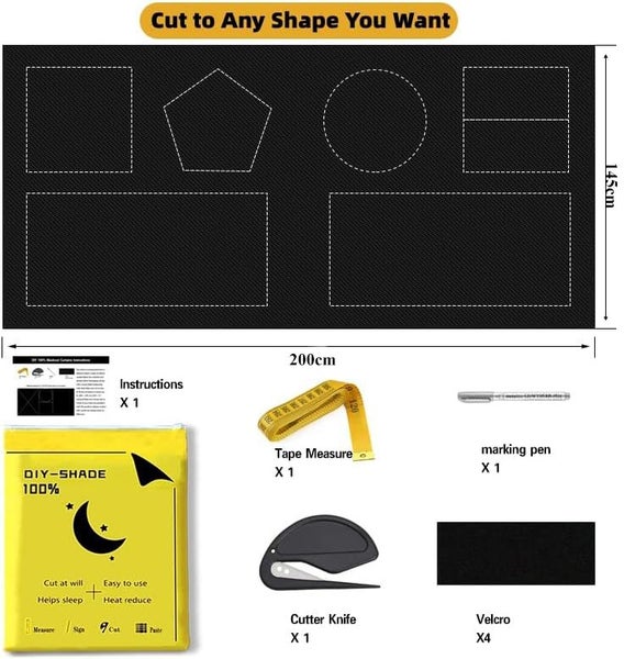 Window Curtain Shade 100% Black Out 45×200CM Carousel 10