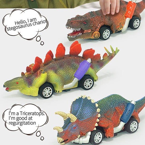 6 Pack Pull Back Dinosaur Toys Race Car Set Carousel 2