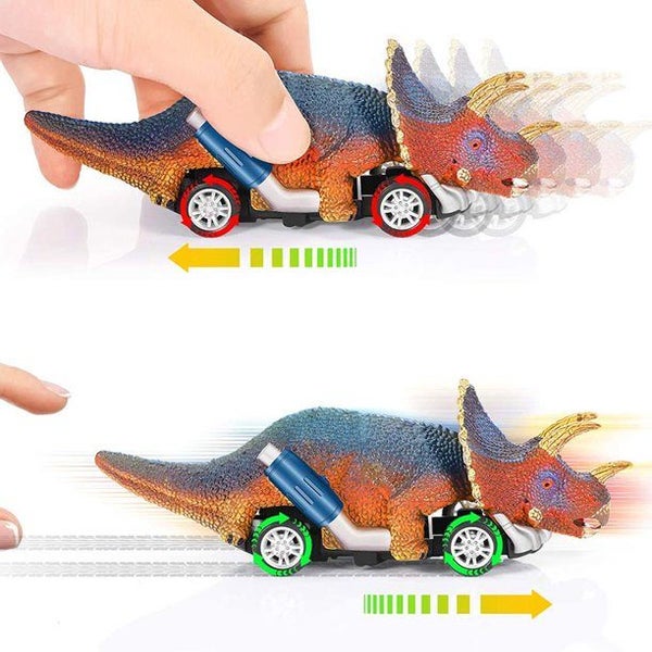 6 Pack Pull Back Dinosaur Toys Race Car Set Carousel 12