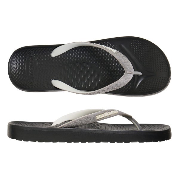 Aussianas Classic Arch Support Thongs - Black & Grey Carousel 1