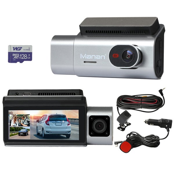 Manan 4K Dash Camera Front Rear Inside 3 Len Car Truck Reversing Wifi GPS 128G Carousel 1