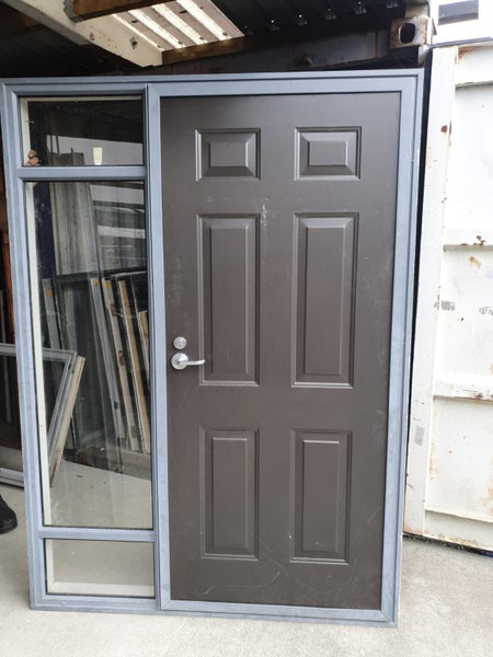 Denim Blue Entranceway with Fixed Sidelight 2060 H x 1475 W #ED012 Carousel 1