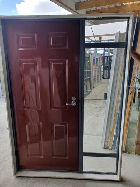 Denim Blue Entranceway with Fixed Sidelight 2060 H x 1475 W #ED012 Carousel 2