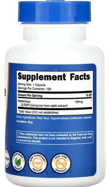 NATTOKINASE 2,000FU 100 mg 120 CAPS - GF & NON-GMO - E1127 Carousel 2