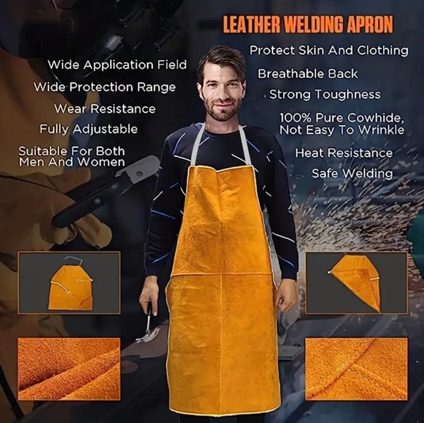 Welding Apron Cow Leather Welder Carpenter Blacksmith Work Safety i2560YL0 Carousel 9