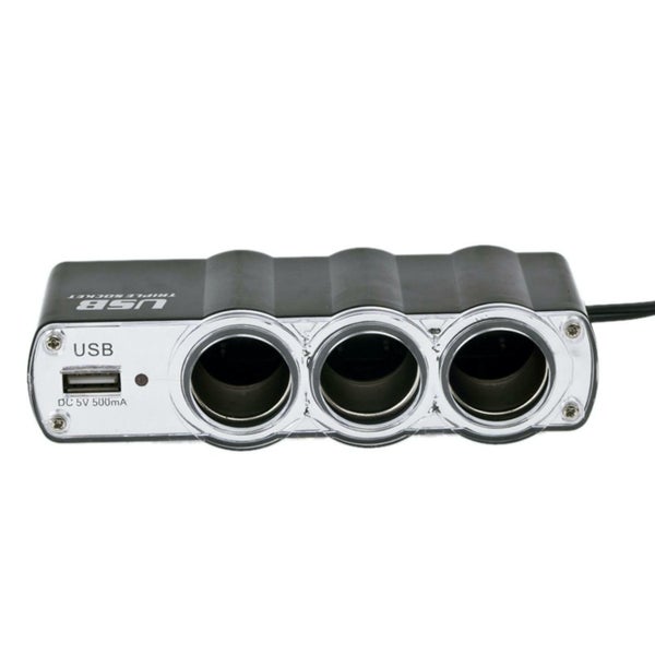 Triple Socket USB Auto Car Cigarette Lighter Charger Carousel 4