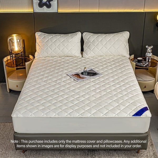 SOGA White 183cm Wide Cross-Hatch Mattress Cover Thick Quilted Stretchable Be... Carousel 2