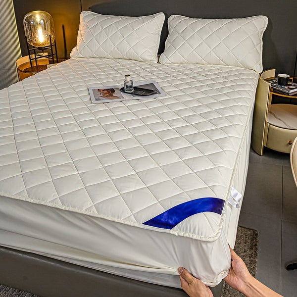 SOGA White 183cm Wide Cross-Hatch Mattress Cover Thick Quilted Stretchable Be... Carousel 13