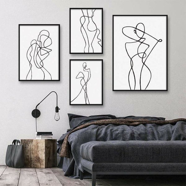 Wall Art Set of Line Art Prints Abstract Figure Printing Canvas Modern Wall Art Carousel 1