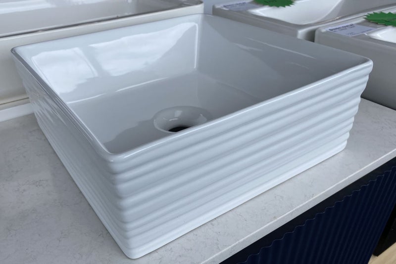 CORAL RIDGE SQUARE VESSEL BASIN 380 X 380MM - GLOSS WHITE Carousel 1
