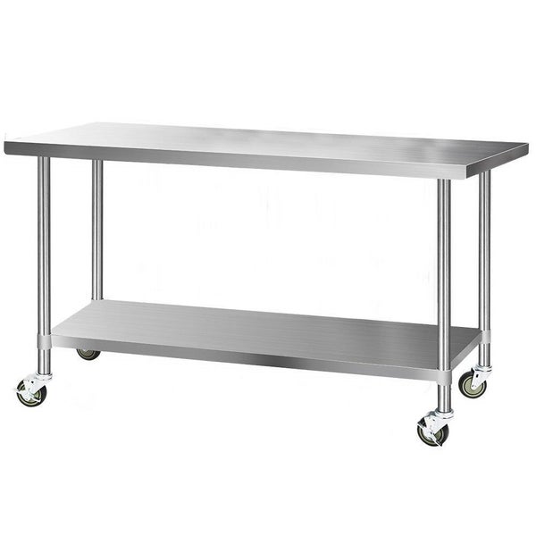 Cefito 1829 X 762Mm Commercial Stainless Steel Kitchen Bench With 4Pcs Castor Wh Carousel 1