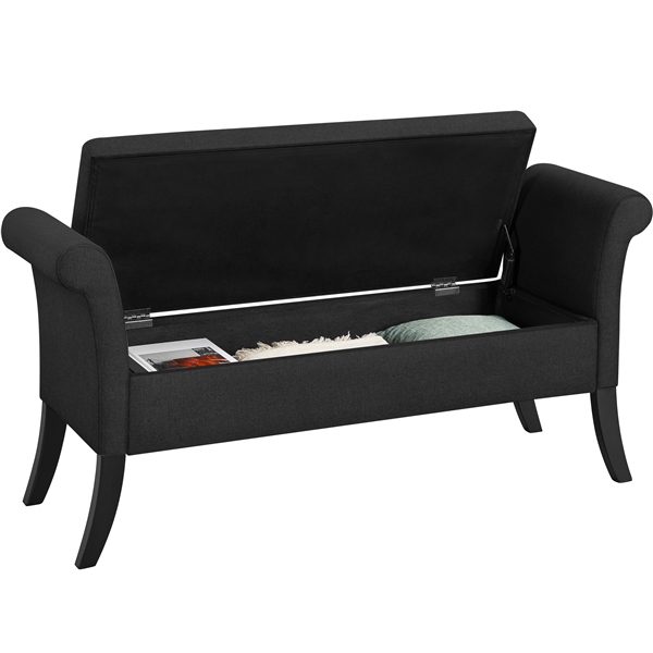 Modern Fabric Tufted Storage Bench with Rolled Arms Cushioned Ottoman Bench Carousel 2
