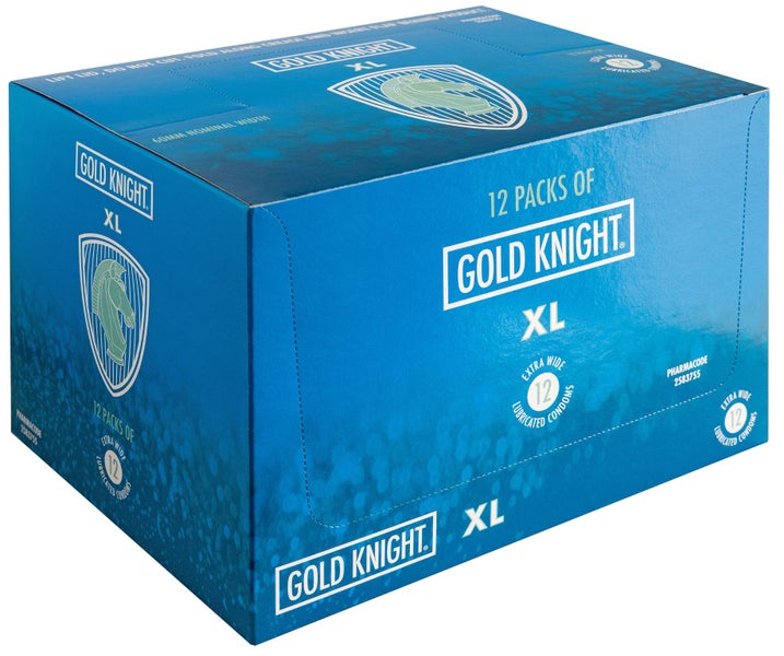 Gold Knight Condoms Extra Large XL 60mm Width 12 x 12s Carousel 1