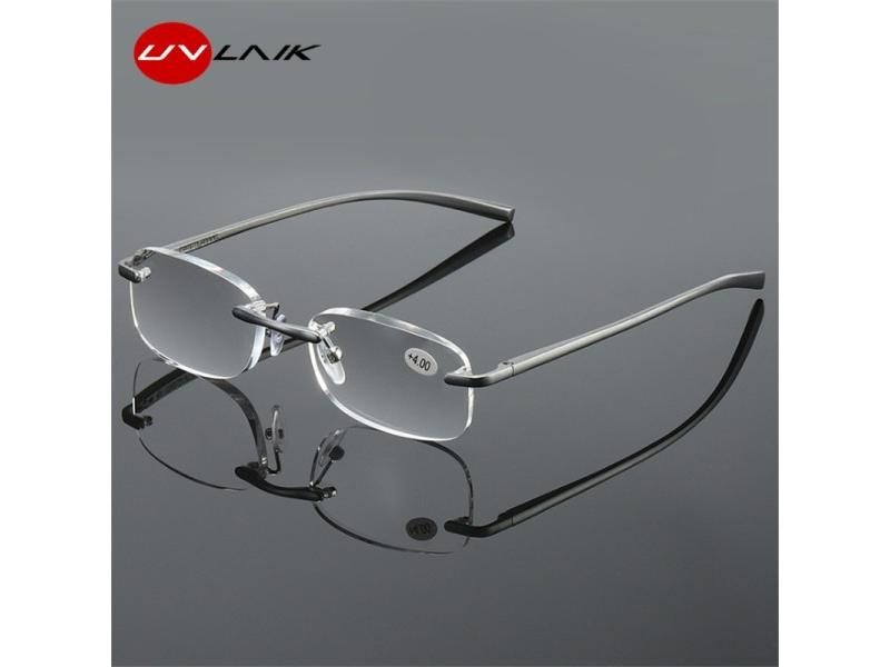 UVLAIK Frameless Reading Glasses Women Men Lens Round Rimless Spectacles Carousel 1