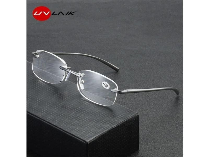 UVLAIK Frameless Reading Glasses Women Men Lens Round Rimless Spectacles Carousel 2
