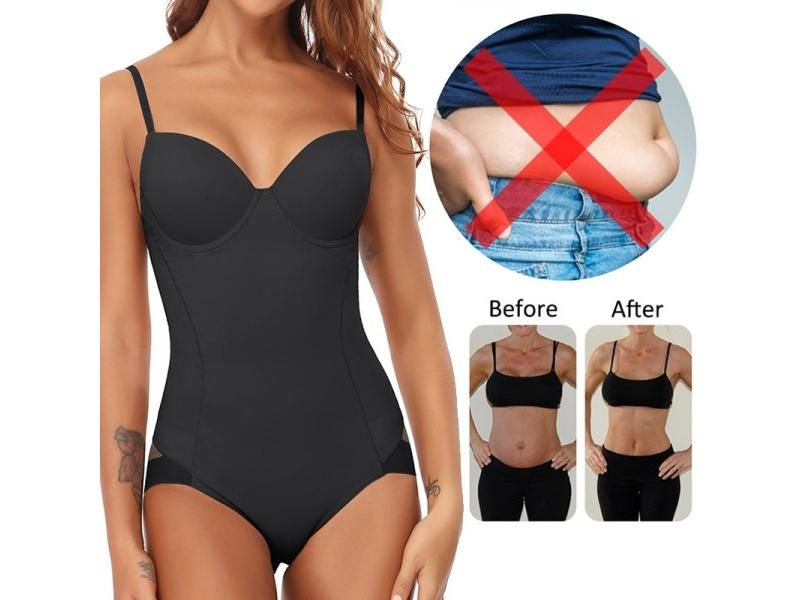 Women's One Piece Tummy Control Body Shaper Jumpsuit With Built In Bra Carousel 1
