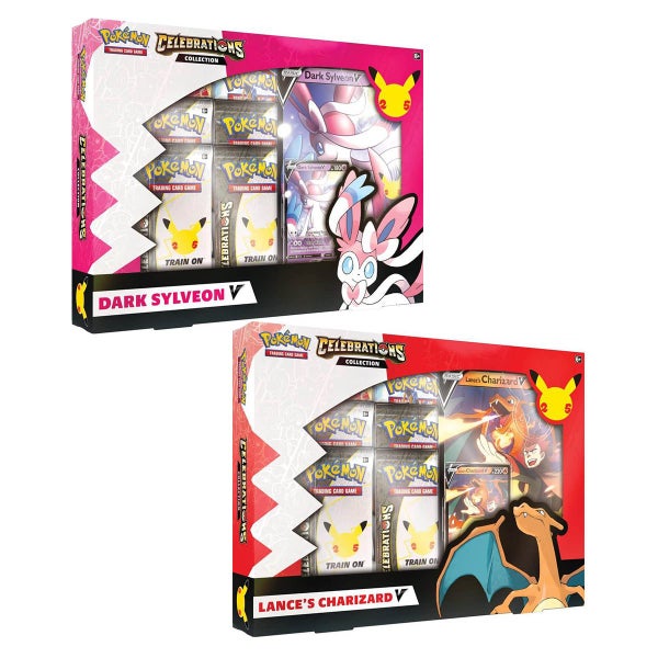POKEMON Celebrations Collections V Box Lance's Charizard V and Dark Sylveon V... Carousel 1