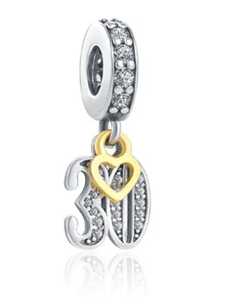 Sterling Silver 30 Charm - Fit's Pandora Bracelet Carousel 1
