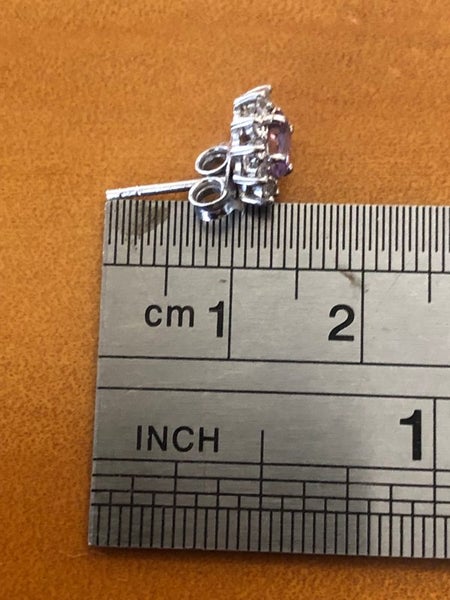 Beautiful Sterling Silver Earrings w/ Purple and White Stones - 336 Carousel 7