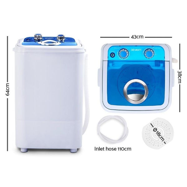 Devanti 4.6kg Mini Portable Washing Machine Carousel 2