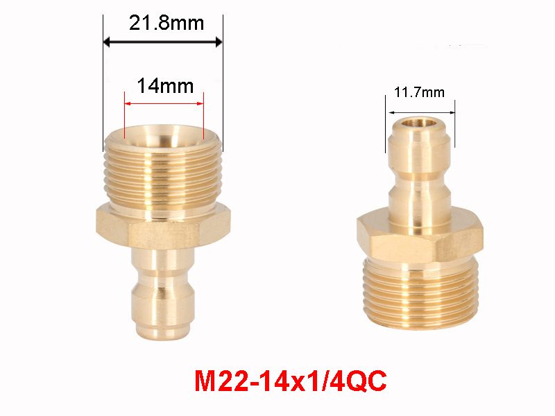 Pressure Hose Fitting Adapter M22(14mm) Male to 1/4" QC Male Plug Carousel 2