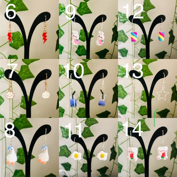 ^•^1 x Earrings - Bunny Marshmallows Cloud Boba Star Goose Egg Bear Carousel 1