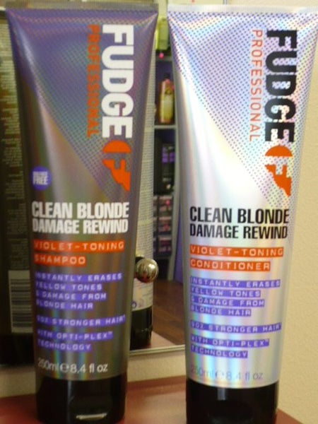Fudge Clean Blonde Damage Rewind Violet Toning Shampoo & Conditioner DUO Carousel 1
