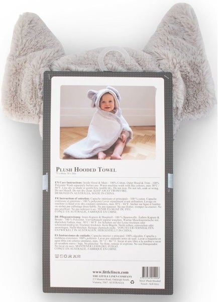 Little Linen: Plush Hooded Towel - Soft Pink Carousel 5