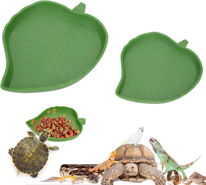 Reptile Food Water Bowl Leaf 2pc combo Carousel 1