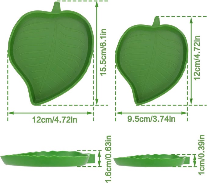 Reptile Food Water Bowl Leaf 2pc combo Carousel 2