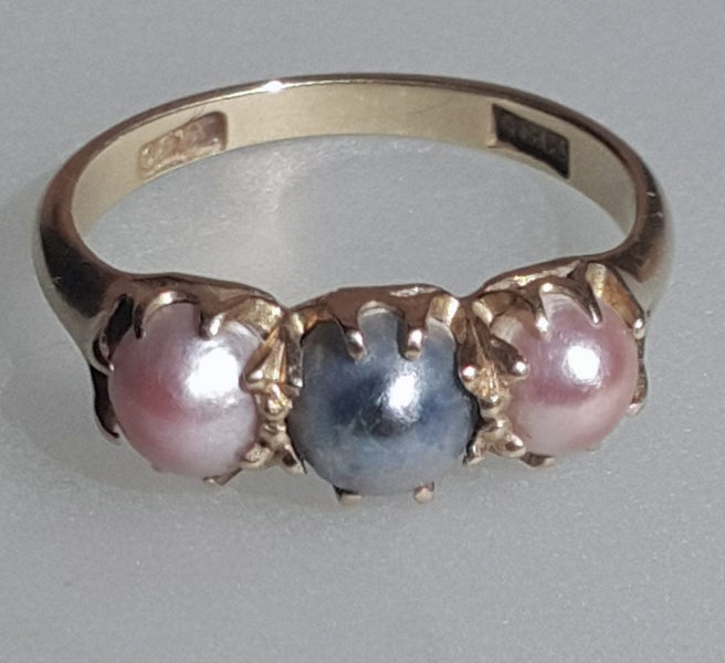 Antq Victorian 18CT Gold Natural Pearl Ring Carousel 2