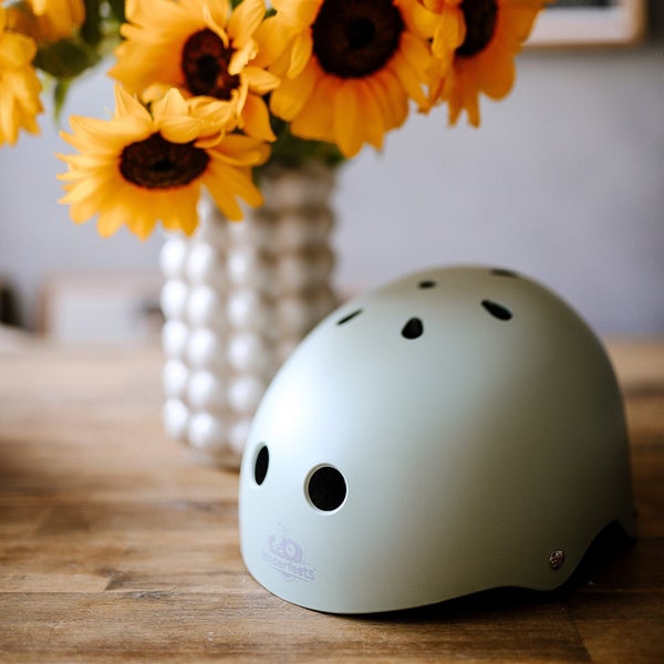Kinderfeets: Toddler Helmet - Matte Silver Sage Carousel 3