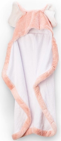 Little Linen: Plush Hooded Towel - Soft Pink Carousel 1