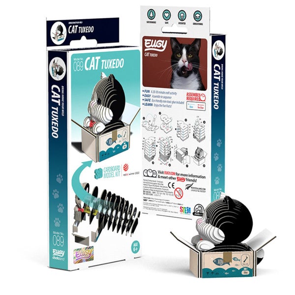 Eugy: Cat Tuxedo - 3D Cardboard Model Carousel 1