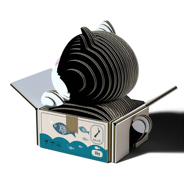 Eugy: Cat Tuxedo - 3D Cardboard Model Carousel 4