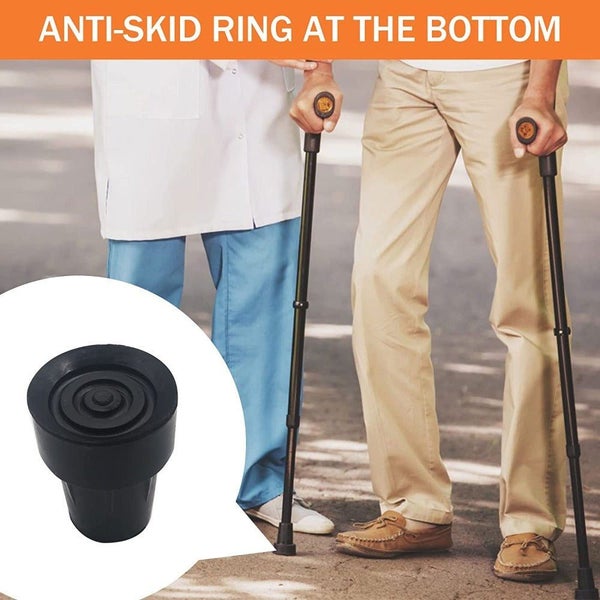 Replacement Rubber Cane Tip - Hard-Wearing with Metal Insert (Black or Brown) Carousel 2