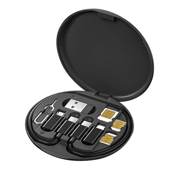 Compact Cable Card with Multi-Type Cable and USB Adapter Storage Box Carousel 1