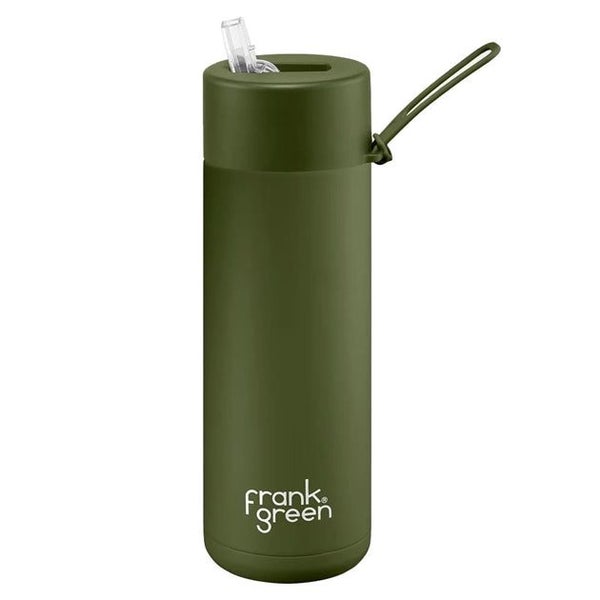 Frank Green Khaki Ceramic Reusable Bottle with Straw Lid 595mL (20oz) Carousel 1